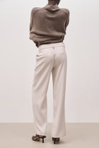 Mid Rise Wide Leg Trousers - Ecru