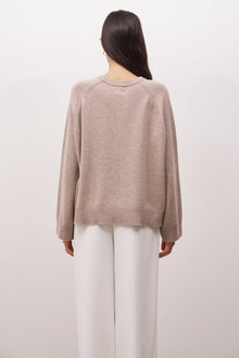 Crew Neck Cashmere Blend Jumper - Stone