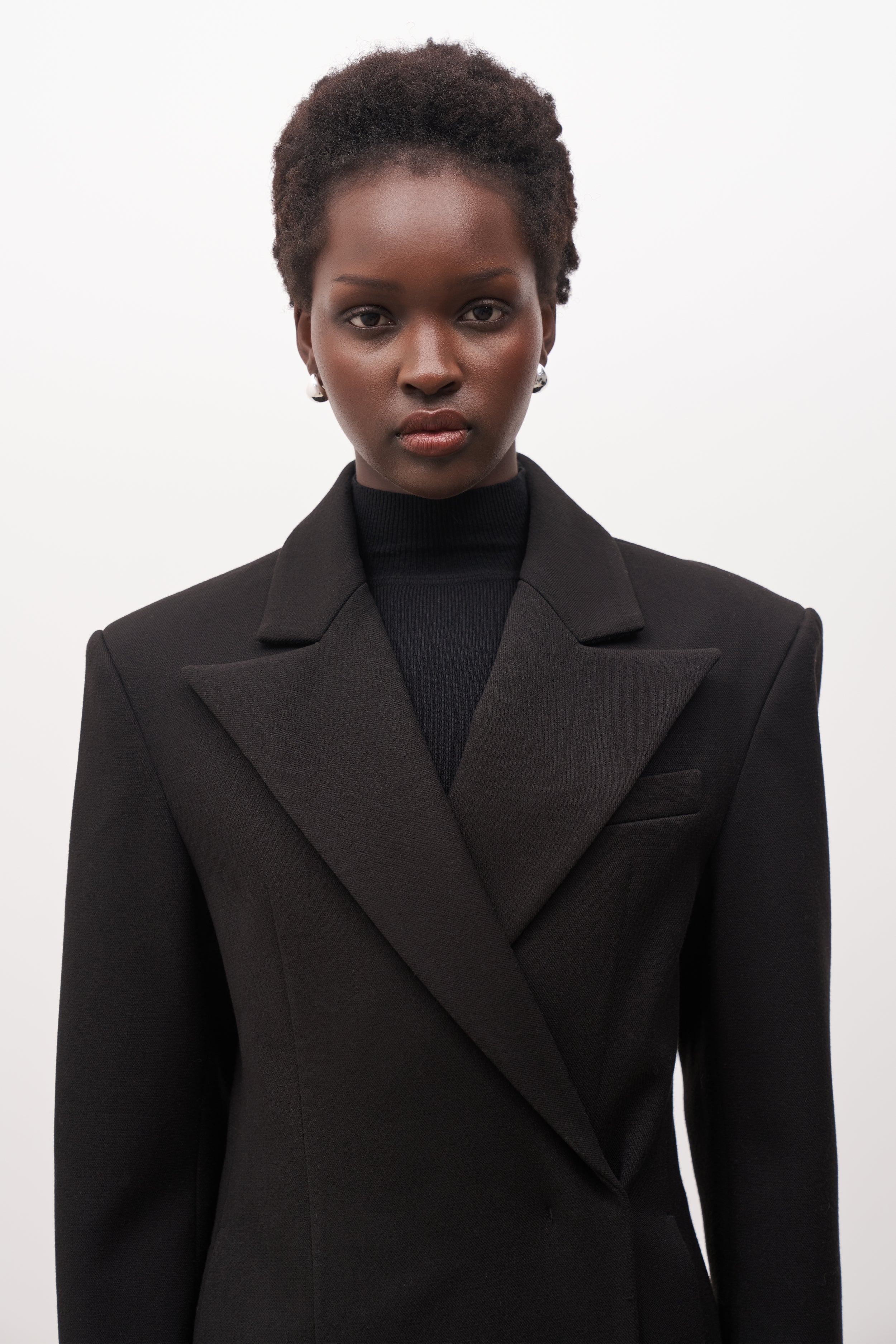 Asymmetric Tailored Longline Coat - Black