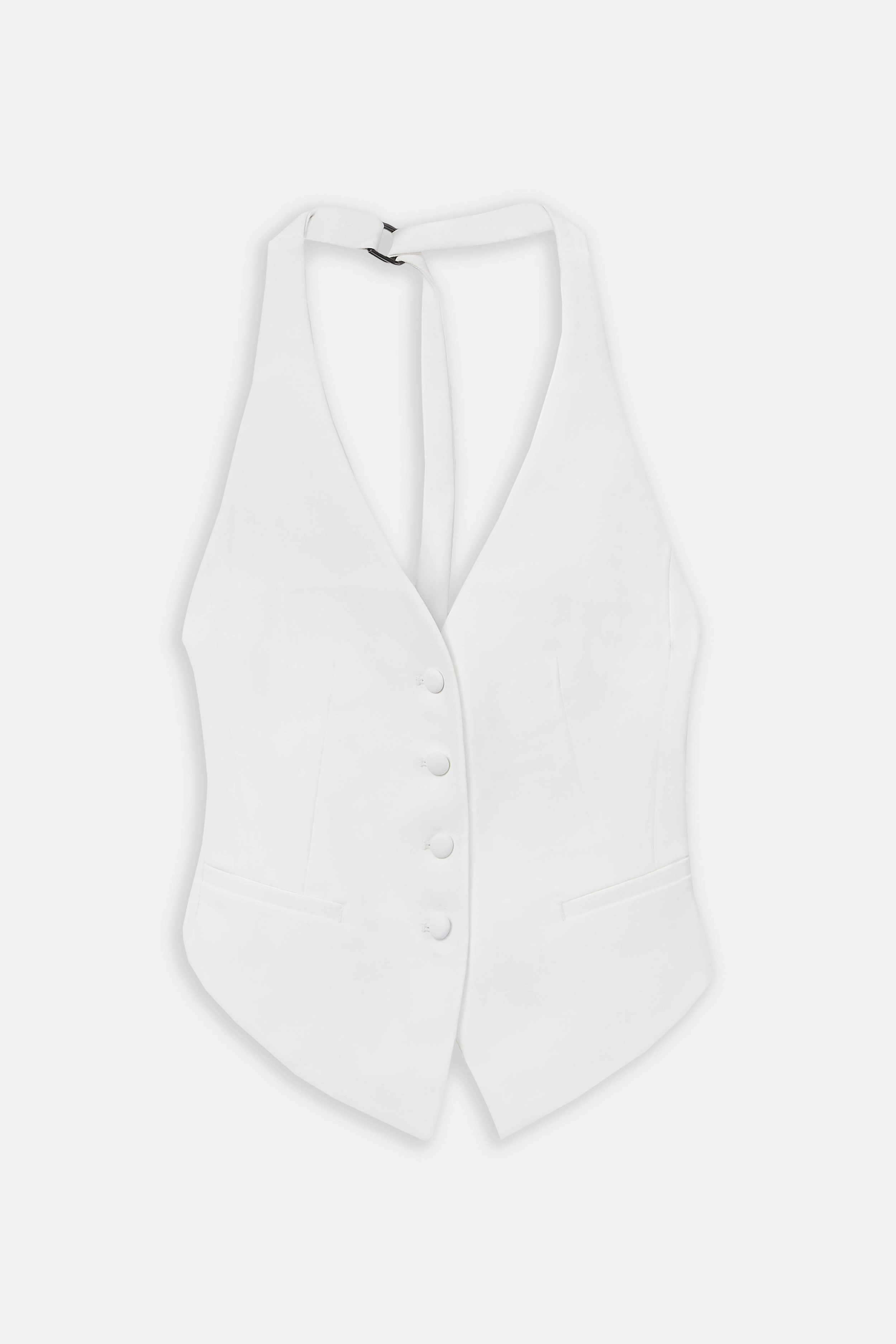 Backless Halter Waistcoat  - White