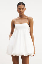 Cotton Puff Ball Mini Dress - White