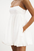 Cotton Puff Ball Mini Dress - White