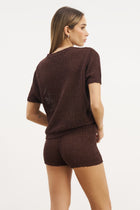 Crochet Knit Mini Shorts - Carob