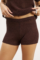 Crochet Knit Mini Shorts - Carob