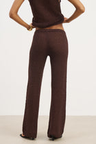 Crochet Knit Wide Leg Trousers - Carob