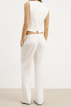 Straight Cut Linen Waistcoat - White