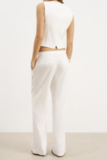 Straight Cut Linen Waistcoat - White