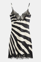 Satin Lace Detail Camisole Mini Dress - Abstract Zebra