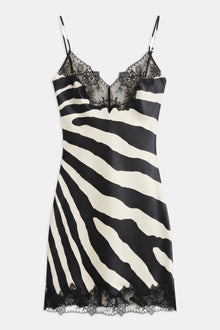 Satin Lace Detail Camisole Mini Dress - Abstract Zebra