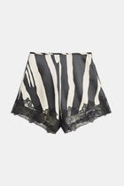 Satin Lace Detail Shorts - Abstract Zebra
