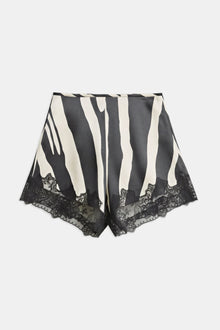 Satin Lace Detail Shorts - Abstract Zebra