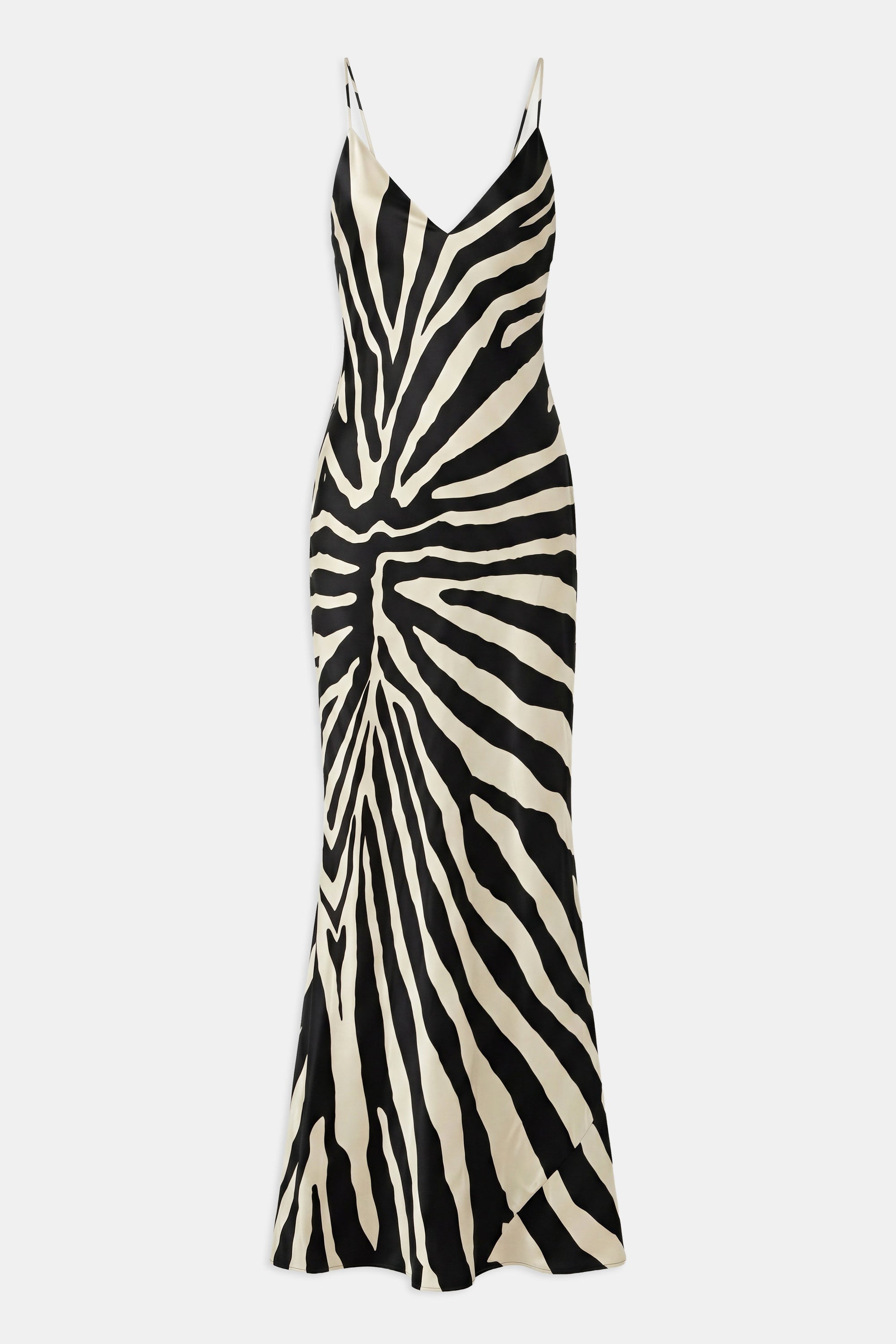 Satin Slinky Cowl Back Gown - Abstract Zebra