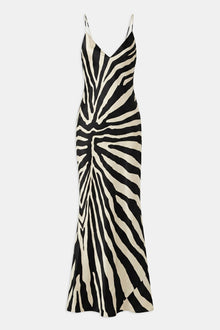 Satin Slinky Cowl Back Gown - Abstract Zebra