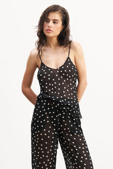 Chiffon V Neck Camisole Top -  Maxi Polka Dot