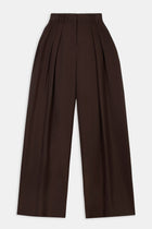 Pleated Ultra Wide Leg Trousers - Carob