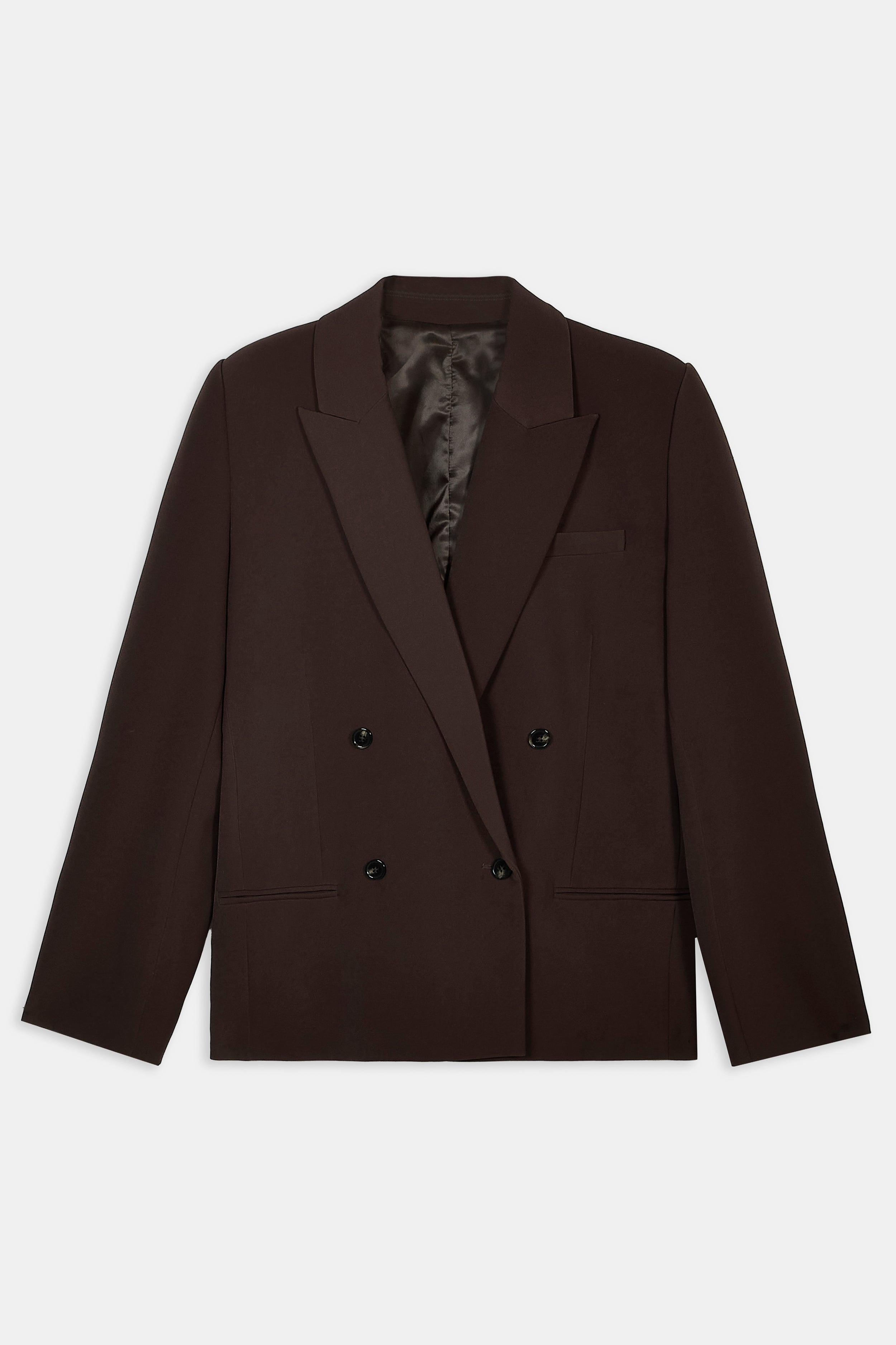 Dropped Waist Double Breasted Blazer - Carob