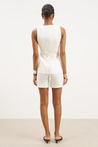 Tailored Linen Peplum Waistcoat - White