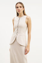 Tailored Linen Peplum Waistcoat - Birch