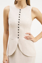 Tailored Linen Peplum Waistcoat - Birch