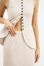 Mid Rise Linen Maxi Skirt - Birch