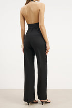 Tailored Linen High Rise Trousers - Black