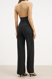 Tailored Linen High Rise Trousers - Black