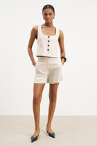 Tailored Linen Shorts - Birch
