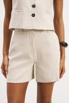 Tailored Linen Shorts - Birch