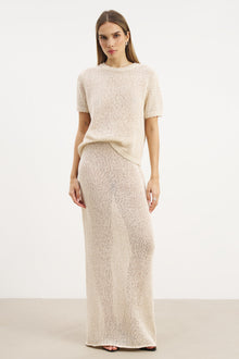 Crochet Knit Maxi Skirt - Cream