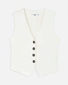Straight Cut Linen Waistcoat - White
