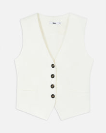 Straight Cut Linen Waistcoat - White