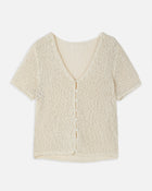Crochet Knit Button Up Top - Cream