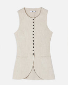 Tailored Linen Peplum Waistcoat - Birch