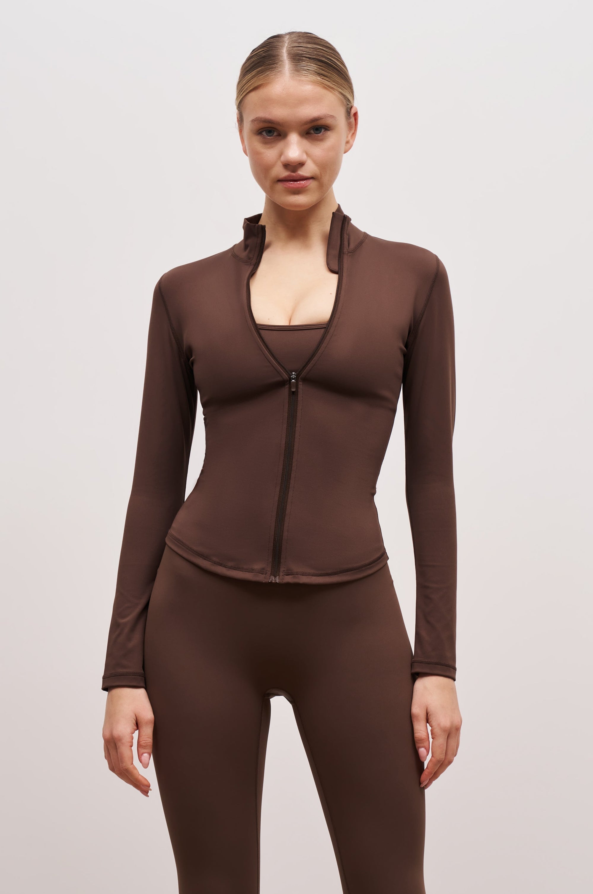 Base Sculpting Zip Up Jacket - Truffle