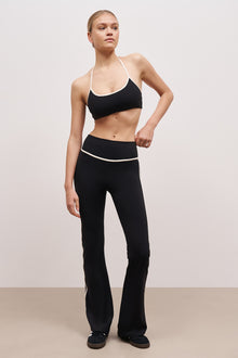 Base Contrast Trim Flared Leggings - Black/Tofu