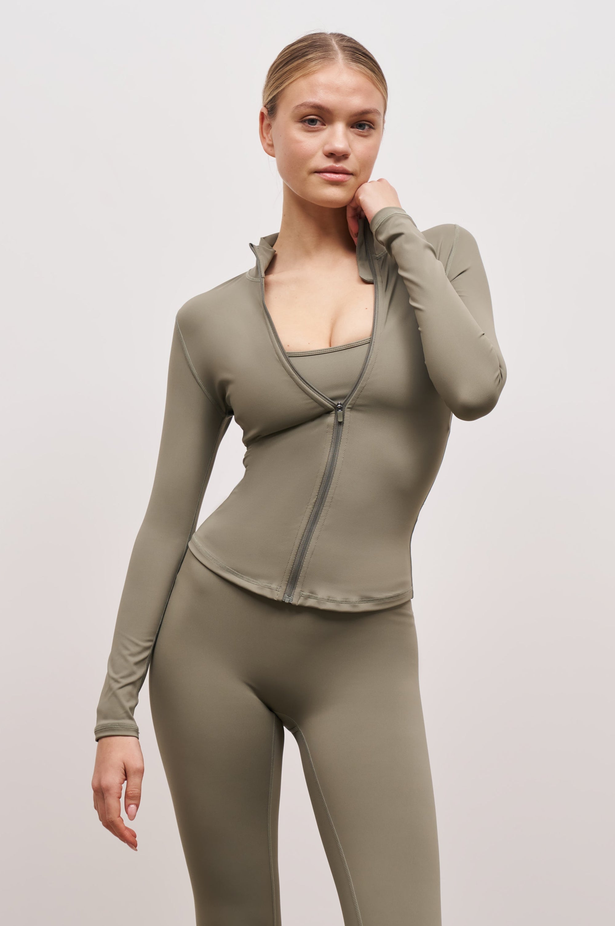 Base Sculpting Zip Up Jacket - Olive