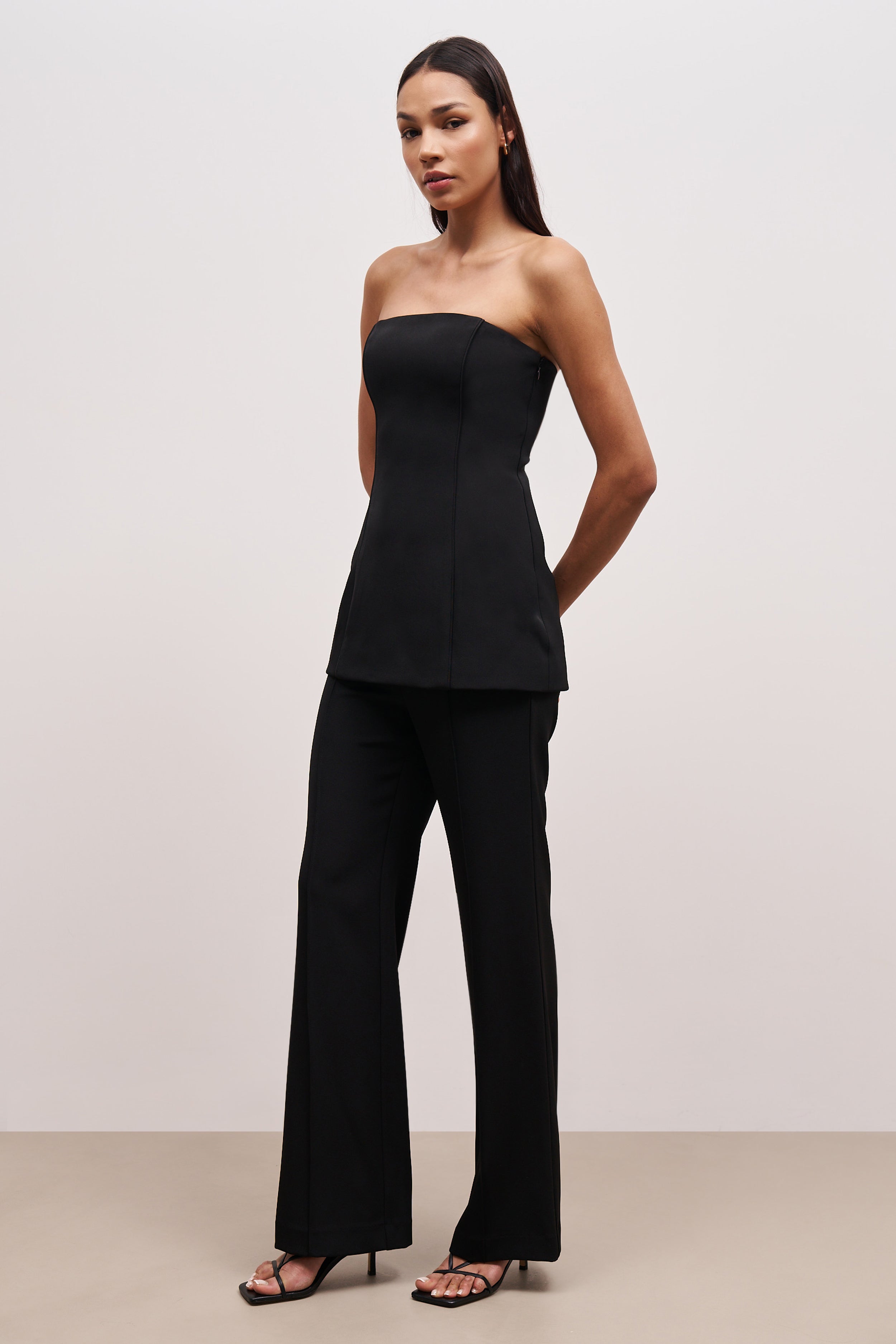 Pin Tuck Tailored Longline Bodice - Black