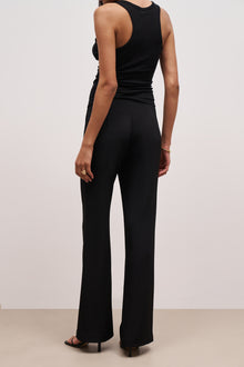 Pin Tuck Tailored Straight Leg Trousers - Black