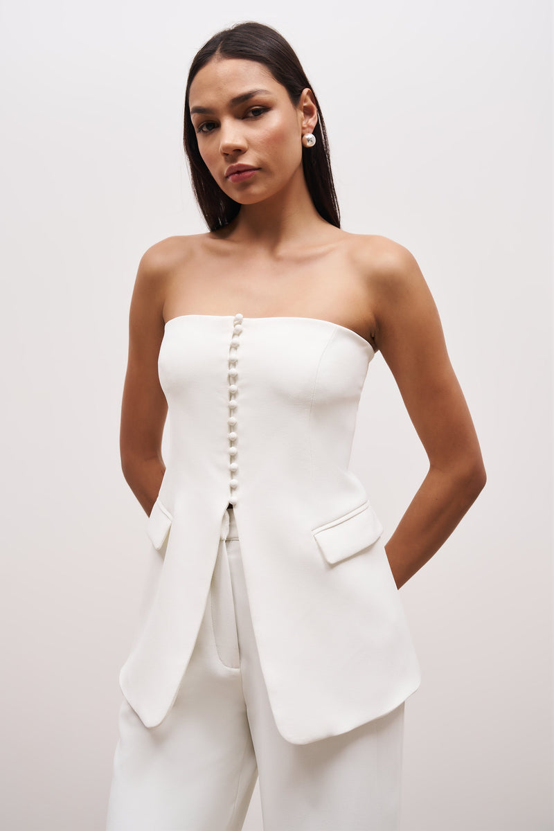 Strapless Peplum Bodice - White