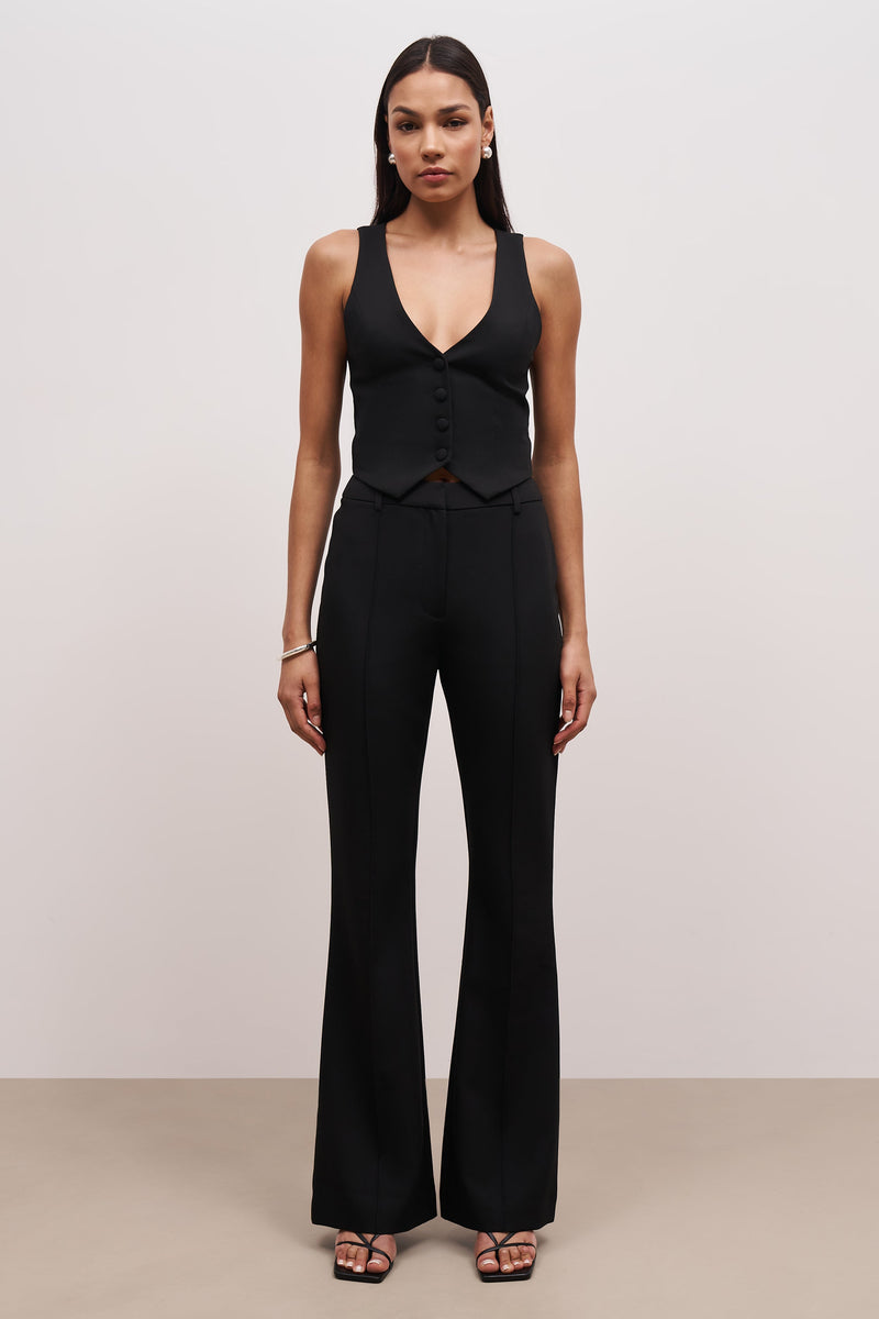 Wide Leg Suit Trousers - Black