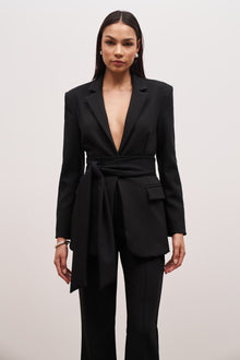 Classic Blazer With Belt - Black