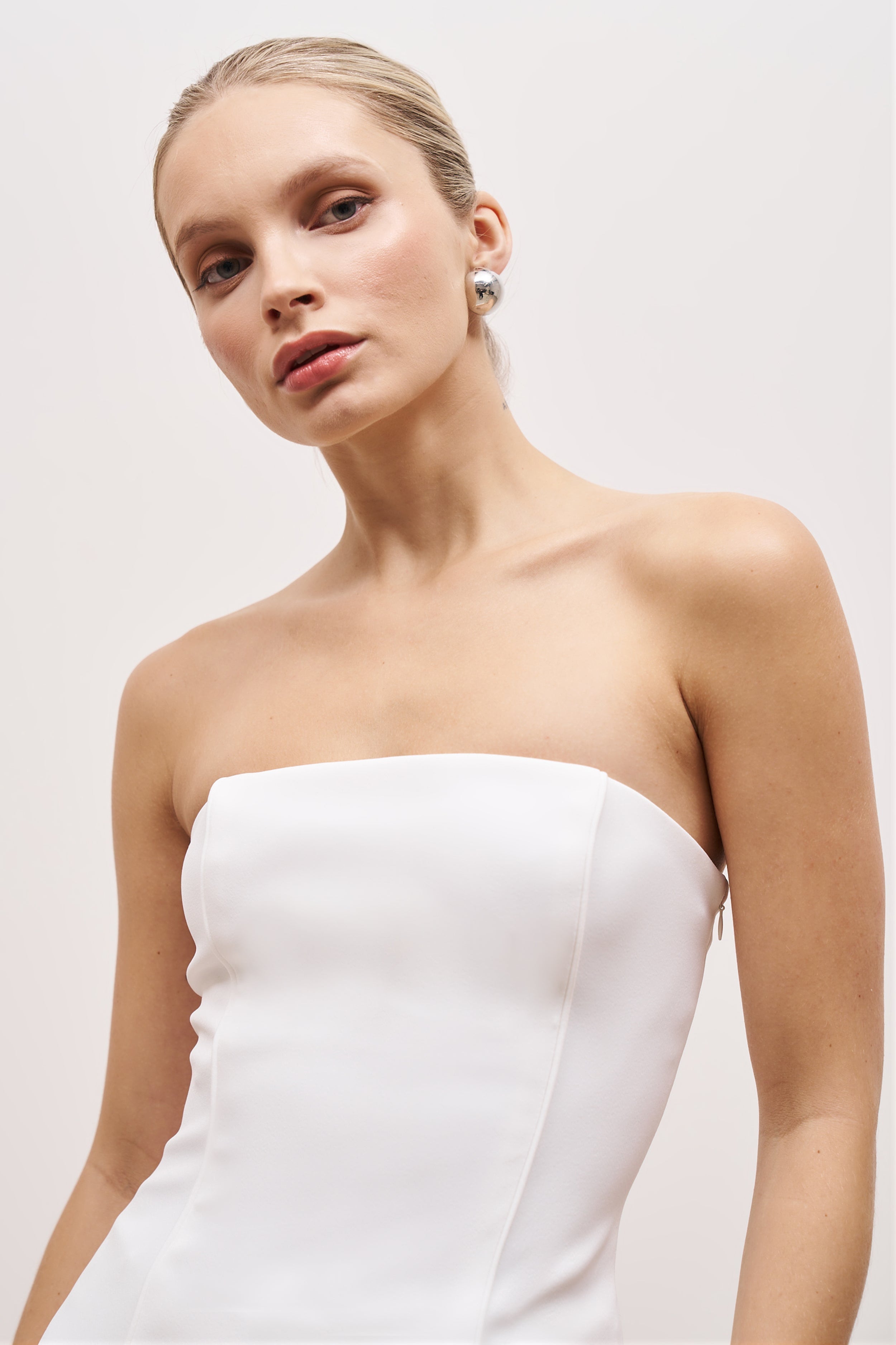 Pin Tuck Tailored Longline Bodice - White