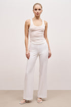 Pin Tuck Tailored Straight Leg Trousers - White