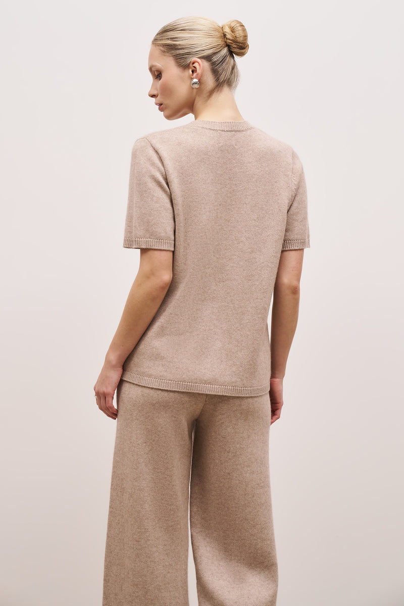 Cashmere Blend Relaxed T Shirt - Stone