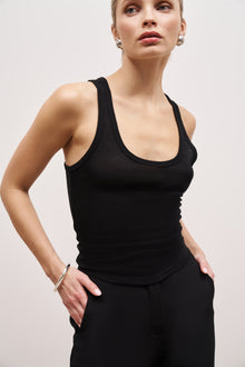 Semi Sheer Tank Top - Black