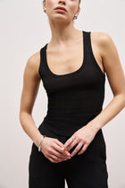 Semi Sheer Tank Top - Black