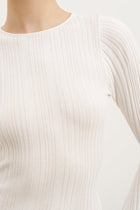 Fine Knit Longsleeve Open Back Maxi Dress - White Shimmer