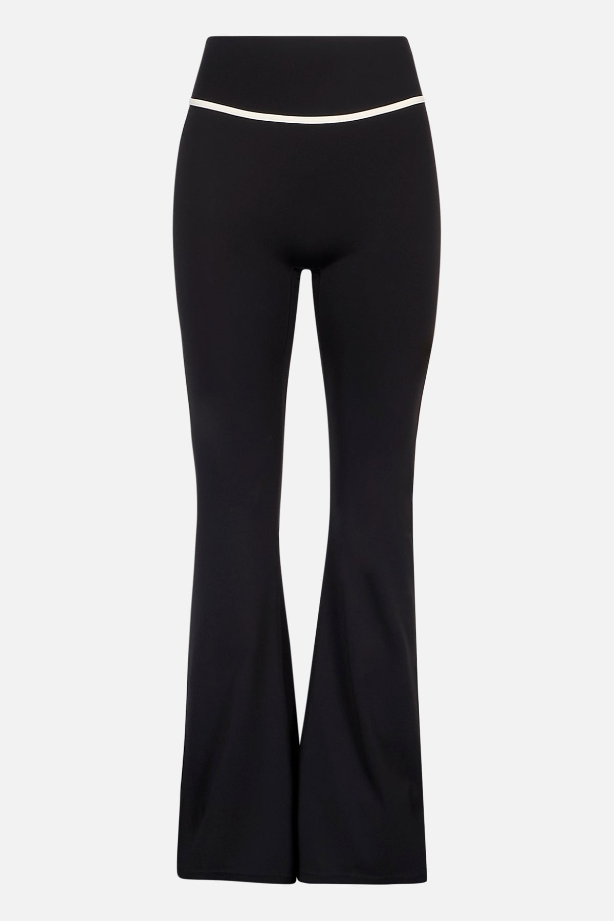 Base Contrast Trim Flared Leggings - Black/Tofu