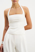 Effortless Tailored Halter Bodice Top - White