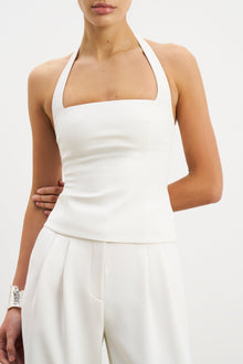 Effortless Tailored Halter Bodice Top - White